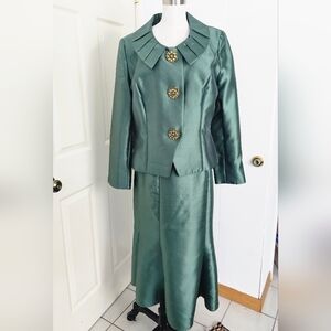 Sapphire Collection Suit Womens 12 Lily & Taylor Royal Green Two Piece